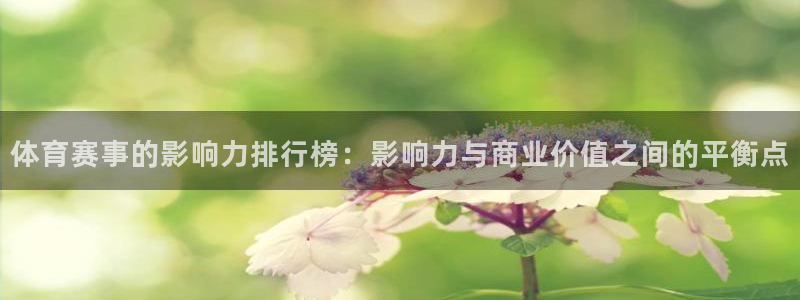 体育赛事的影响力排行榜：影响力与商业价值之间的平衡点